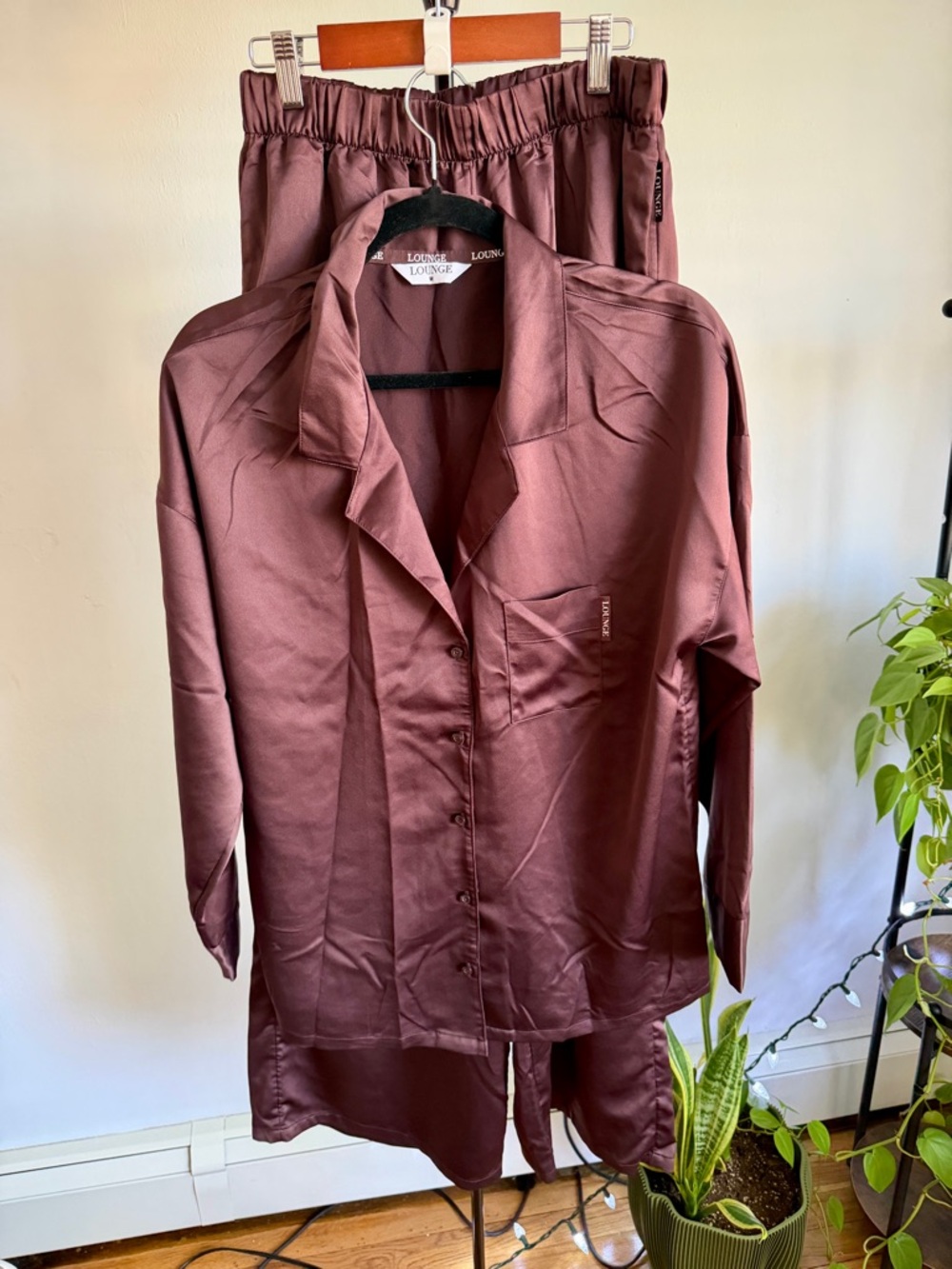 LOUNGE | 3-Piece Pajama Set | Brown | Size Medium